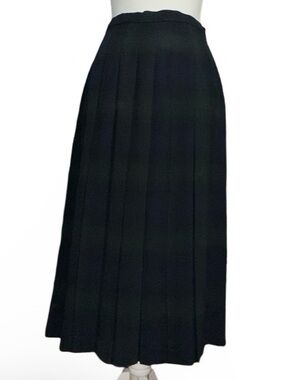 Vintage St. Michael Marks & Spencer Plaid Pleated Midi Skirt, Size 8/10